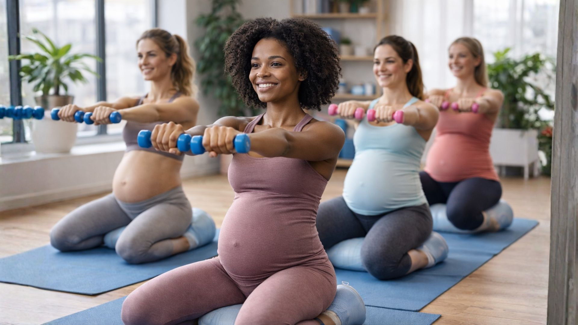 Donne in gravidanza che si allenano 